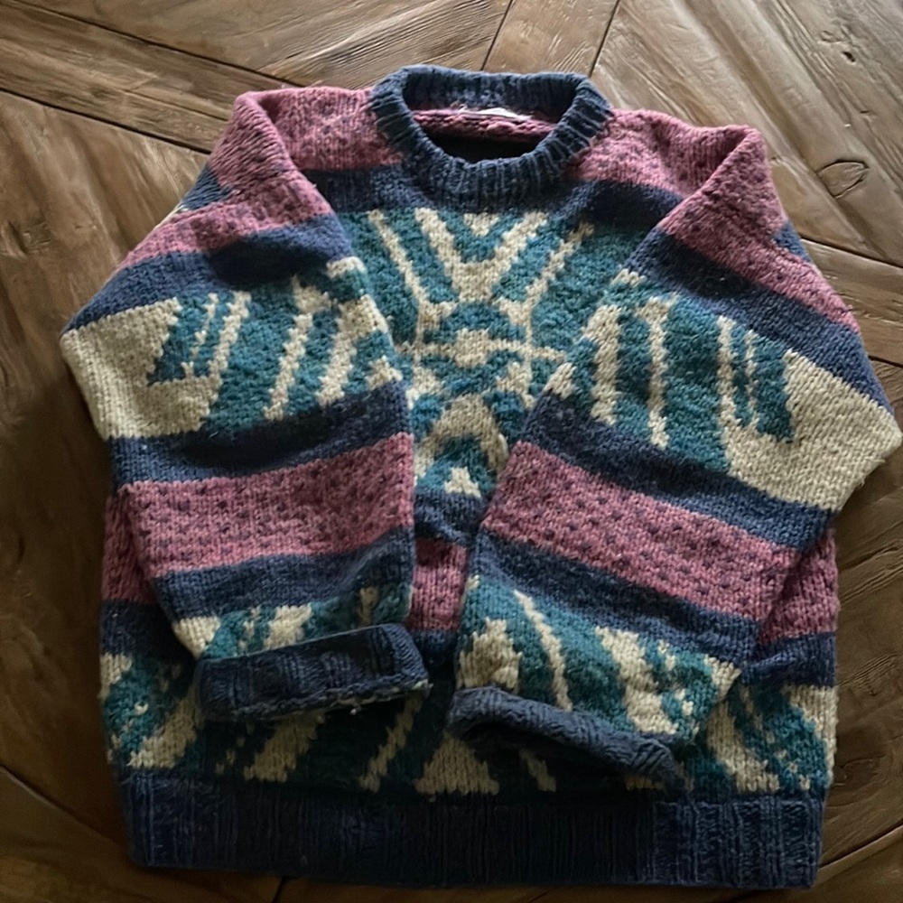 Vibrant Geometric Crew Neck Sweater